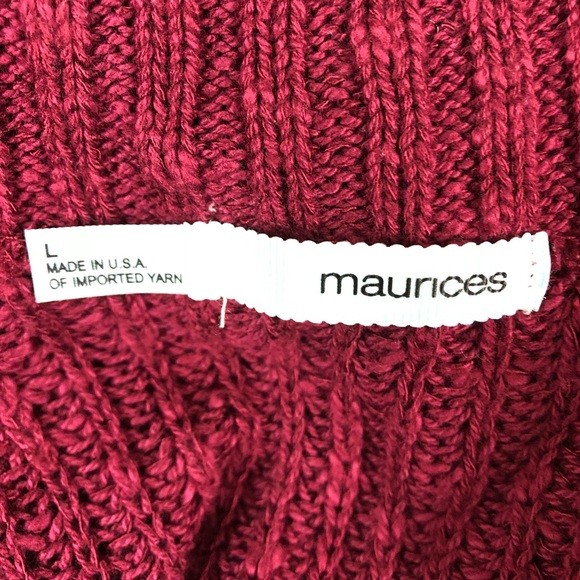 Maurices Burgundy Split Collar Knit Cardigan Large - Picture 3 of 7